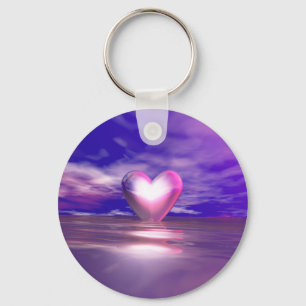 Pink Heart Afloat Keychain