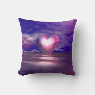 Pink Heart Afloat Throw Pillow