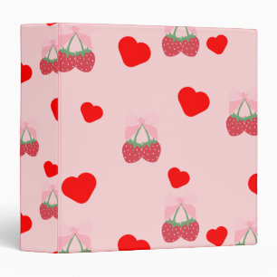pink heart and berries  binder