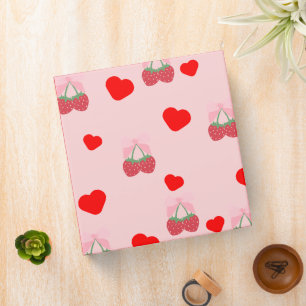 pink heart and berries  binder