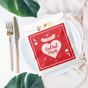 Pink Heart and Love Red Valentine's Day Party Favour Bag