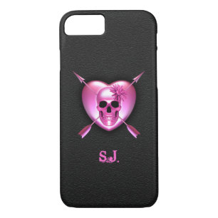Pink Heart and Skull iPhone 7 Coque