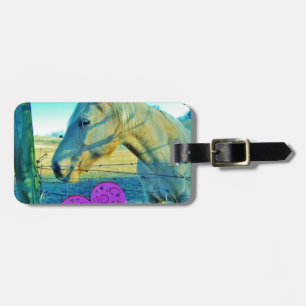 Pink Heart and Yellow Horse Luggage Tag