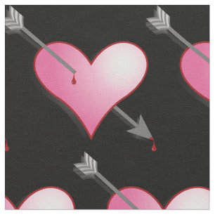 Pink Heart & Arrow Fabric,Black Fabric
