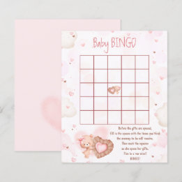 Pink Heart Baby Bingo Girl Baby Shower Game