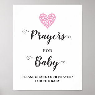 Pink Heart Baby Girl Prayers for Baby Shower Sign