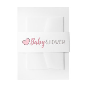 Pink Heart Baby Shower Invitation Belly Band