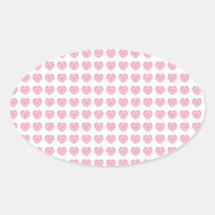 Pink Heart Background Oval Sticker