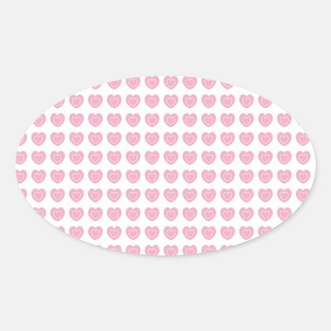 Pink Heart Background Oval Sticker (Front)
