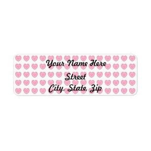 Pink Heart Background Return Address Sticker