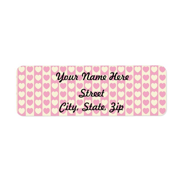 Pink Heart Background Return Address Sticker (Front)