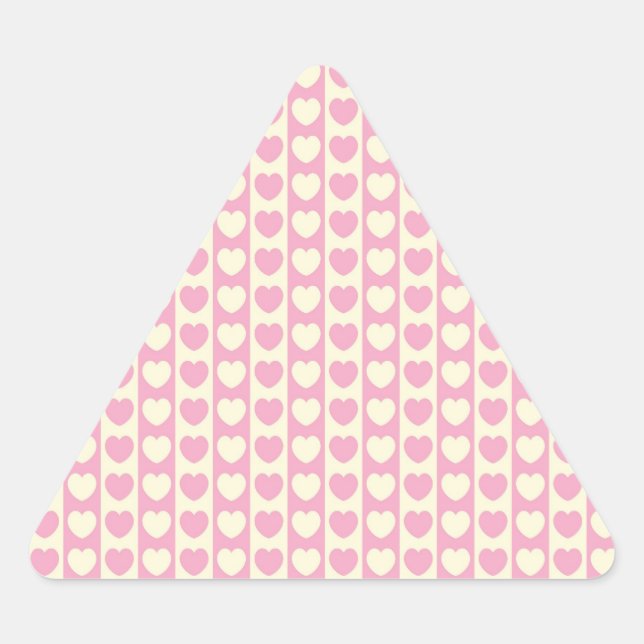Pink Heart Background Triangle Sticker (Front)
