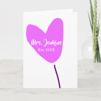 Pink heart balloon Mrs add name est. Add year love Card