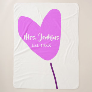 Pink heart balloon Mrs add name est. Add year love Sherpa Blanket