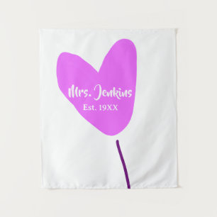Pink heart balloon Mrs add name est. Add year love Tapestry