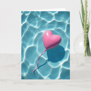 Pink Heart Balloon Summer Card