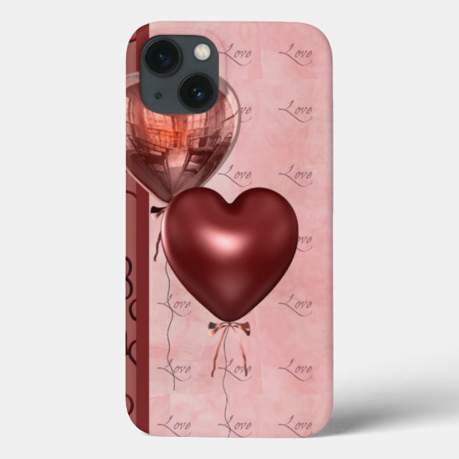Pink Heart Balloons and Love Case-Mate iPhone Case (Back)