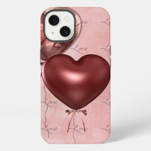 Pink Heart Balloons and Love iPhone 13 Case