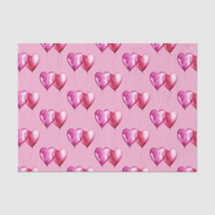 Pink Heart Balloons Birthday Tissue Paper