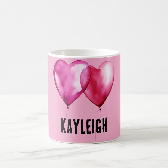 Pink Heart Balloons Coffee Mug (Center)