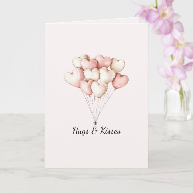 Pink Heart Balloons Valentine's Day   Card (Orchid)