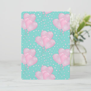 Pink Heart Baloon Invitation