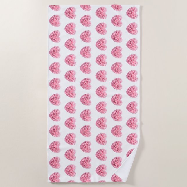 Pink Heart Beach Towel (Front)