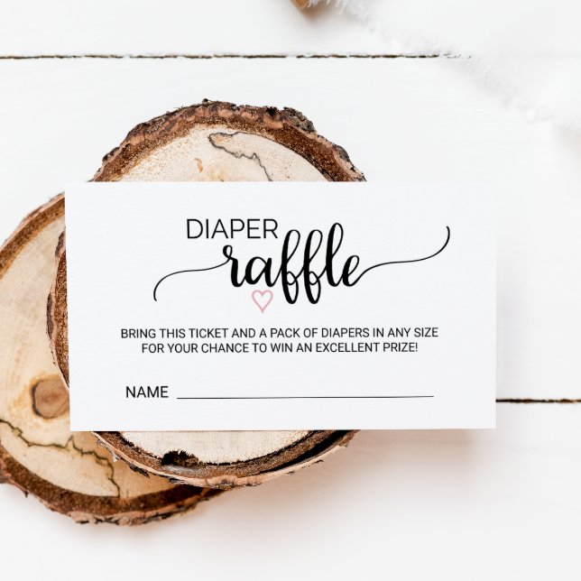 Pink Heart Black Calligraphy Diaper Raffle Insert (Creator Uploaded)