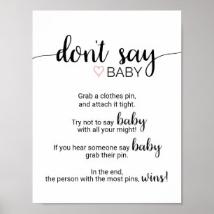 Pink Heart   Black Calligraphy Don't Say Baby Sign