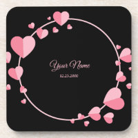 Pink Heart Black Geometric Wedding Party Elegant