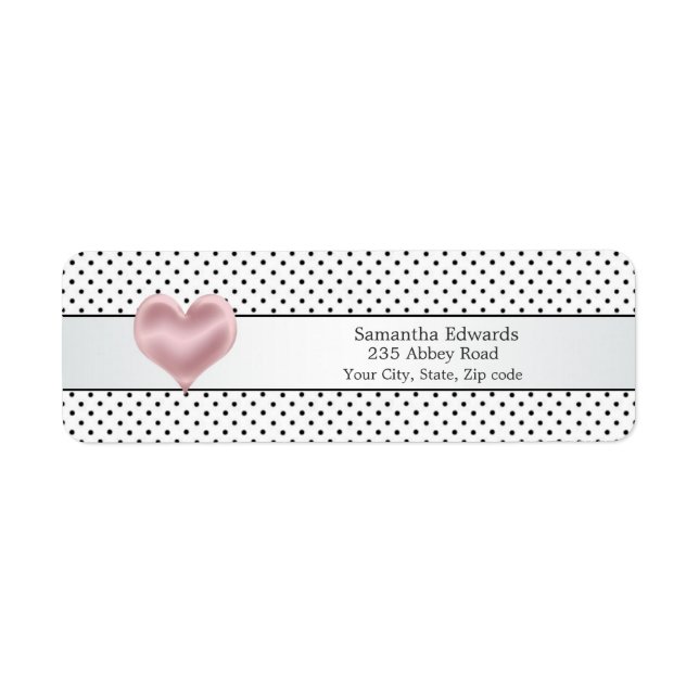 Pink heart black polka dot Avery Label (Front)