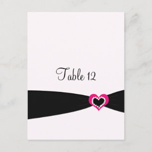 Pink Heart Black Ribbon Table Seating Card