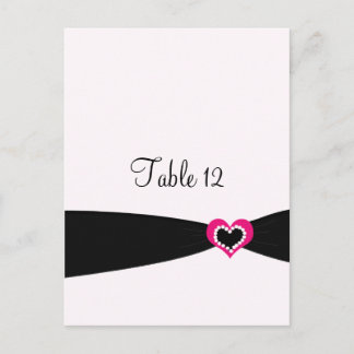 Pink Heart Black Ribbon Table Seating Card