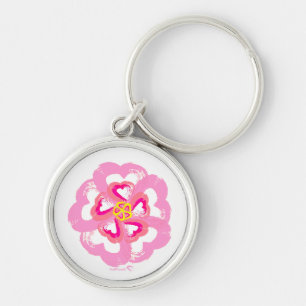 Pink Heart Blossom Keychain