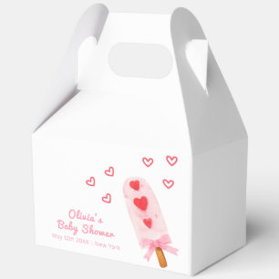 Pink Heart Bow Ice Cream Ready To Pop Baby Shower Favor Box
