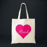 Pink Heart Bride Tote Bag<br><div class="desc">This personalized name monogram cute vintage tote bag is best gift idea for bride and bridesmaids at weddings.</div>
