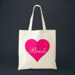 Pink Heart Bride Tote Bag<br><div class="desc">This personalized name monogram cute vintage tote bag is best gift idea for bride and bridesmaids at weddings.</div>