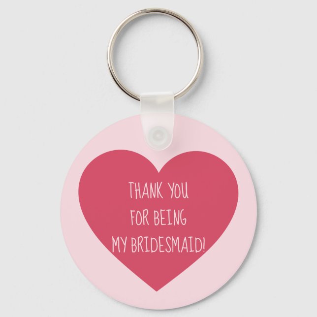 Pink Heart Bridesmaid thank you Keychain (Front)