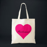 Pink Heart Bridesmaid Tote Bag<br><div class="desc">This personalized name monogram cute vintage tote bag is best gift idea for bride and bridesmaids at weddings.</div>