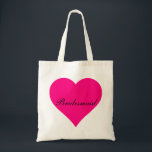 Pink Heart Bridesmaid Tote Bag<br><div class="desc">This personalized name monogram cute vintage tote bag is best gift idea for bride and bridesmaids at weddings.</div>