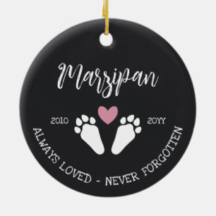 Pink Heart Bunny Paws Never Forgotten Memorial Ceramic Ornament