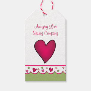 Pink Heart Business Product Tags