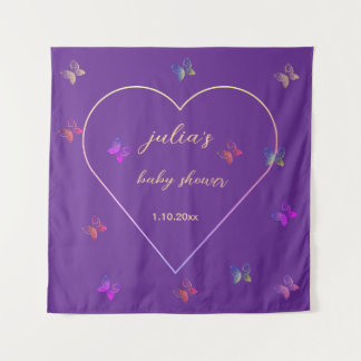 Pink Heart Butterfly girl baby shower Tapestry