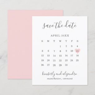 Pink Heart Calender Budget Wedding Save the Date