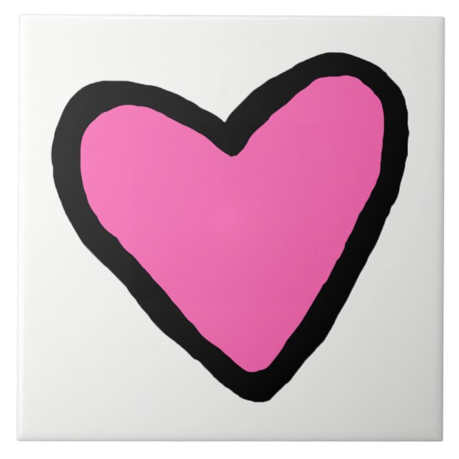 Pink Heart Ceramic Tile (Front)