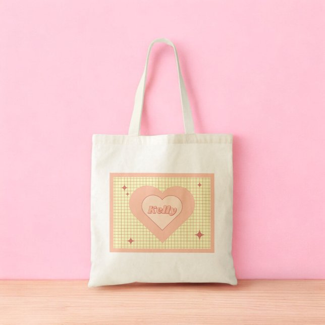 Pink Heart Chequered Pattern Valentine's Day Tote Bag (Pink Heart Checkered Pattern Valentine's Day Tote Bag)