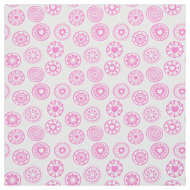 Pink Heart Circles | Pretty Fabric (Swatch)