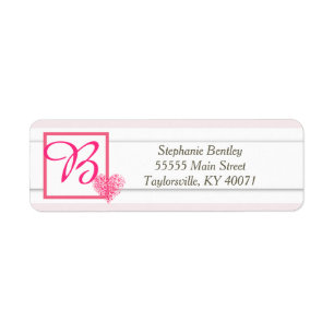 Pink Heart Confetti Wedding Return Address Label