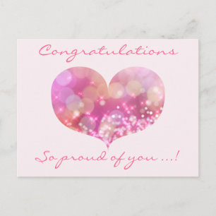 Pink Heart   Congratulations Graduation Postcard