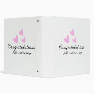 Pink heart congratulations graduation watercolor a binder